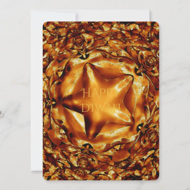 Lycklig Diwali Brown Guld Copper Elegant Star (Framsida)