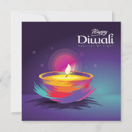 Lycklig Diwali Brush Stroke Diya Festival of Light Julkort