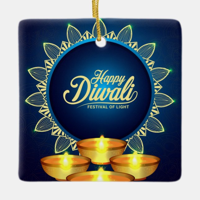 Lycklig Diwali Ceramic Ornament (Framsida)