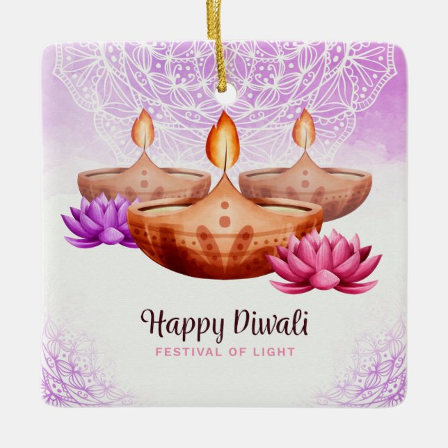 Lycklig Diwali Ceramic Ornament (Framsida)