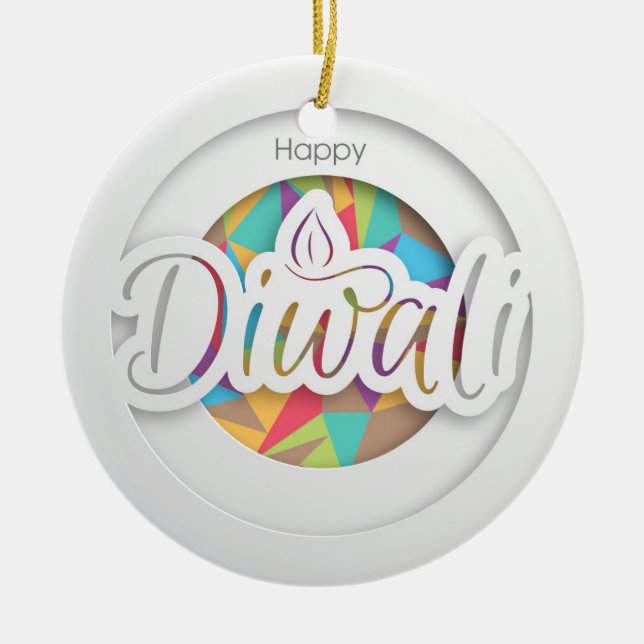 Lycklig Diwali Ceramic Ornament (Framsidan)