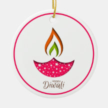 Lycklig Diwali Ceramic Ornament