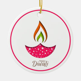 Lycklig Diwali Ceramic Ornament