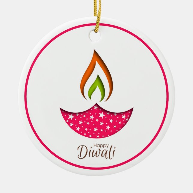 Lycklig Diwali Ceramic Ornament (Framsidan)
