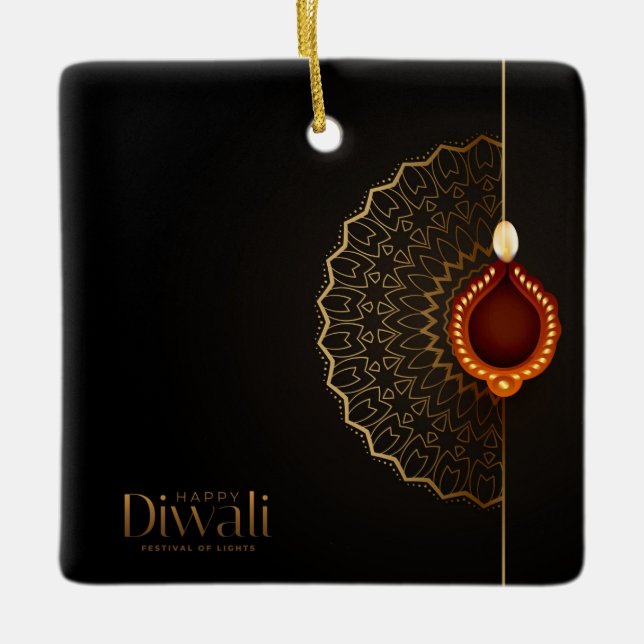 Lycklig Diwali Ceramic Ornament (Framsida)