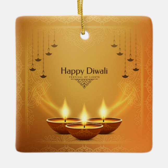 Lycklig Diwali Ceramic Ornament (Framsida)