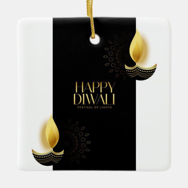 Lycklig Diwali Ceramic Ornament (Framsida)