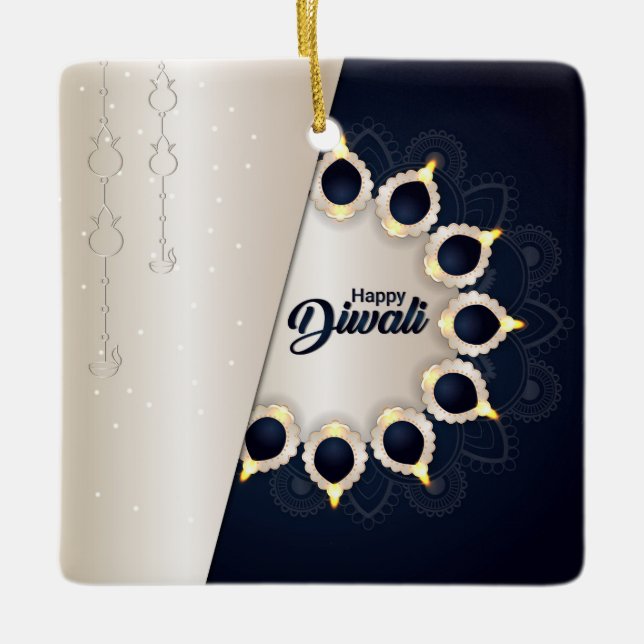 Lycklig Diwali Ceramic Ornament (Framsida)