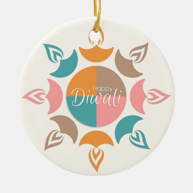 Lycklig Diwali Ceramic Ornament (Framsidan)