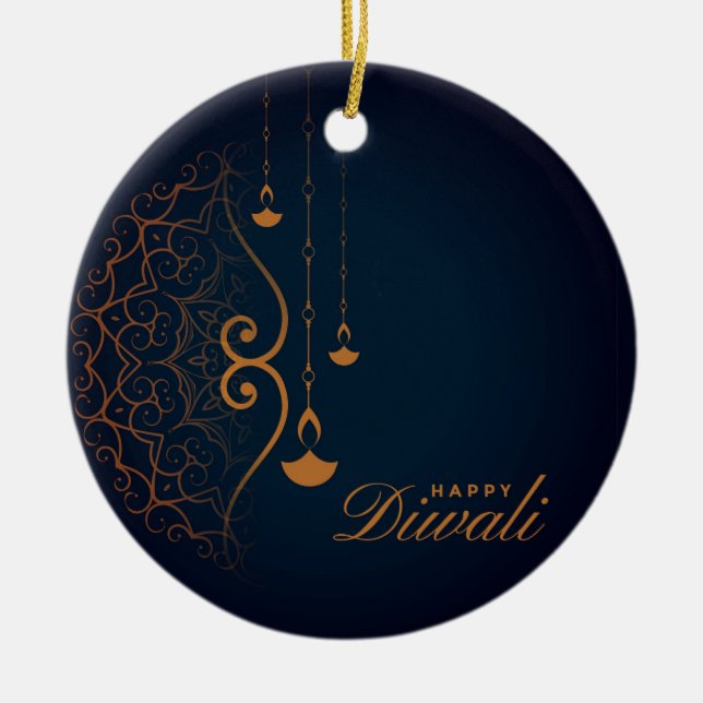 Lycklig Diwali Ceramic Ornament (Framsidan)