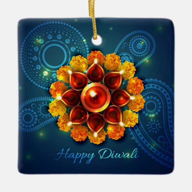 Lycklig Diwali Ceramic Ornament (Framsida)