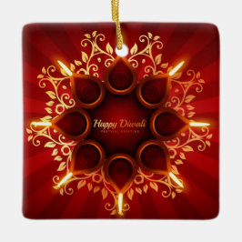 Lycklig Diwali Ceramic Ornament