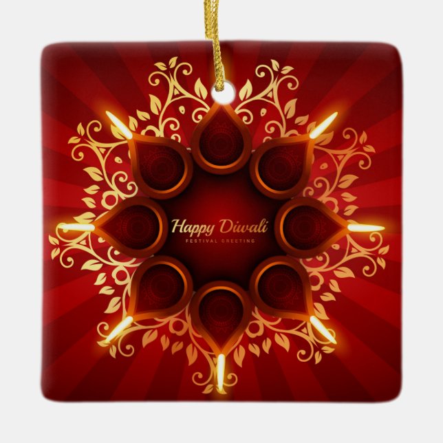 Lycklig Diwali Ceramic Ornament (Framsida)