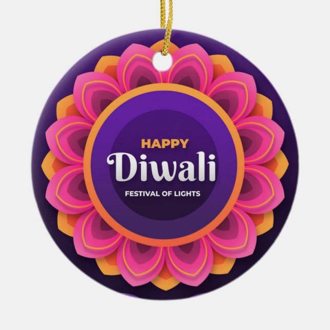 Lycklig Diwali Ceramic Ornament (Framsidan)