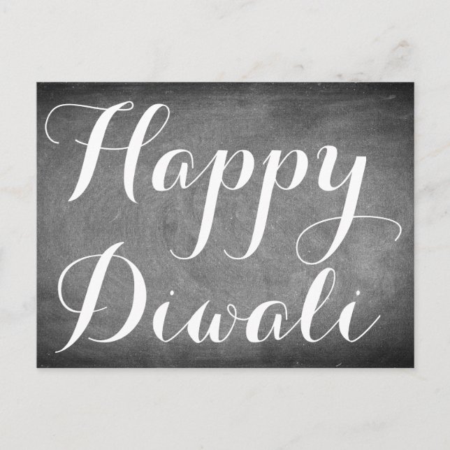 Lycklig Diwali Chalkboard Typography Anpassningsba Vykort (Framsida)