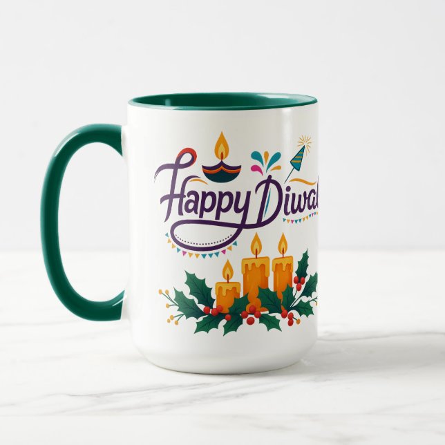 Lycklig Diwali Coffee Mugg (Vänster)