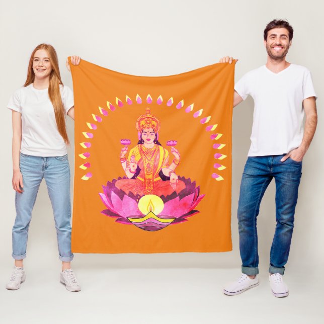 Lycklig Diwali - Deepalavi Lakshmi Goddess 1 Fleecefilt (På plats)