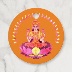 Lycklig Diwali - Deepalavi Lakshmi Goddess 1 Gåvor Etiketter