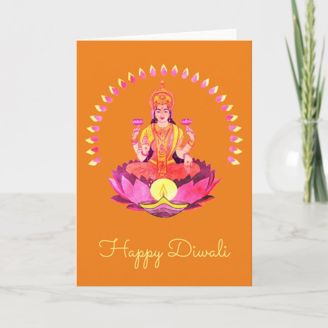Lycklig Diwali - Deepalavi Lakshmi Goddess 1 Kort (Framsida)