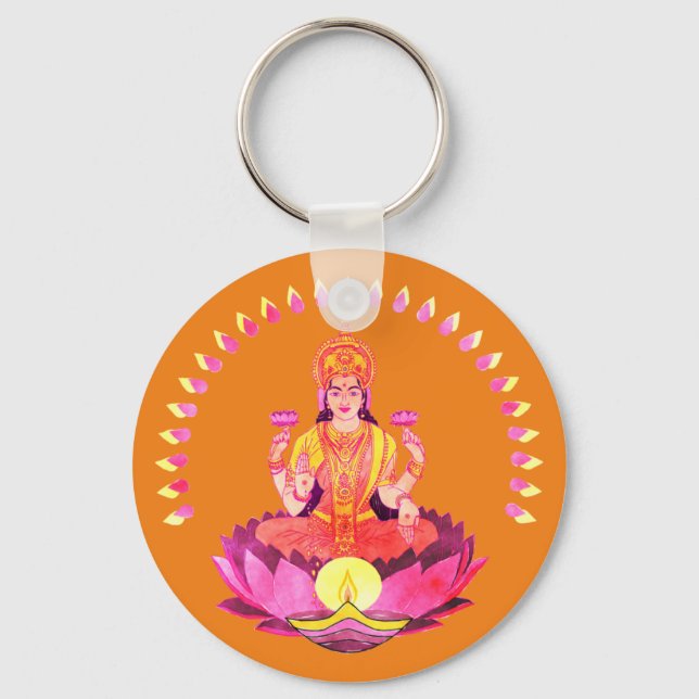 Lycklig Diwali - Deepalavi Lakshmi Goddess 1 Nyckelring (Framsida)