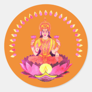 Lycklig Diwali - Deepalavi Lakshmi Goddess 1 Runt Klistermärke