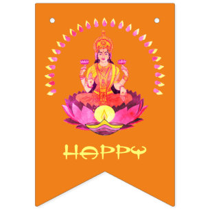 Lycklig Diwali - Deepalavi Lakshmi Goddess 1 Vimplar