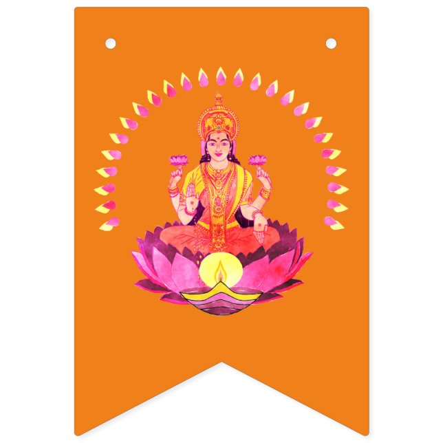 Lycklig Diwali - Deepalavi Lakshmi Goddess 1 Vimplar (Första flaggan)
