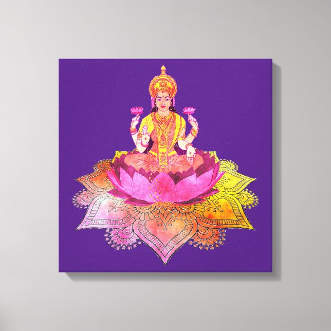 Lycklig Diwali - Deepalavi Lakshmi Goddess 4 Canvastryck (Framsida)