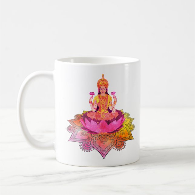 Lycklig Diwali - Deepalavi Lakshmi Goddess 4 Kaffemugg (Vänster)