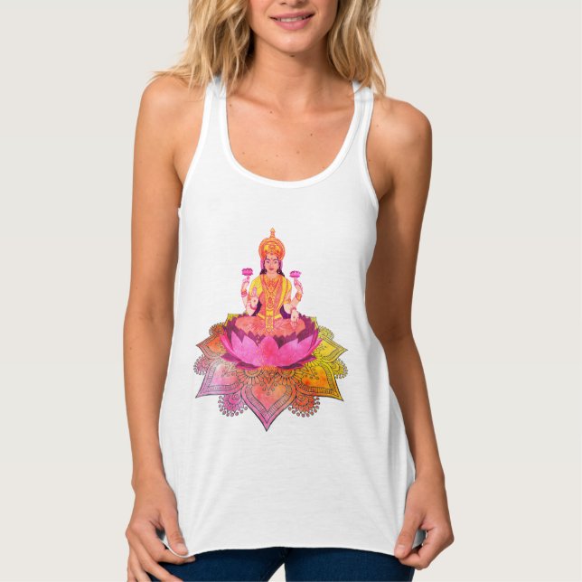 Lycklig Diwali - Deepalavi Lakshmi Goddess 4 Linne Med Racerback (Framsida)