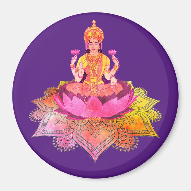Lycklig Diwali - Deepalavi Lakshmi Goddess 4 Magnet (Framsidan)