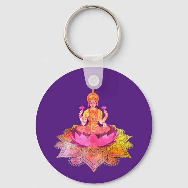 Lycklig Diwali - Deepalavi Lakshmi Goddess 4 Nyckelring (Framsida)