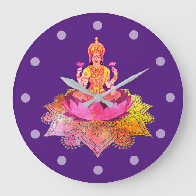 Lycklig Diwali - Deepalavi Lakshmi Goddess 4 Stor Klocka (Framsida)