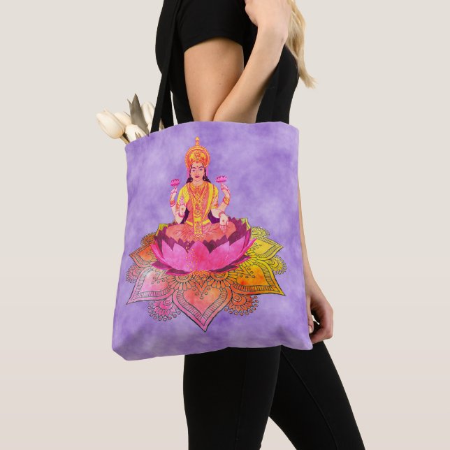 Lycklig Diwali - Deepalavi Lakshmi Goddess 4 Tygkasse (Närbild)