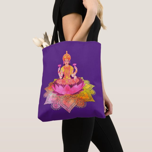 Lycklig Diwali - Deepalavi Lakshmi Goddess 4 Tygkasse (Närbild)
