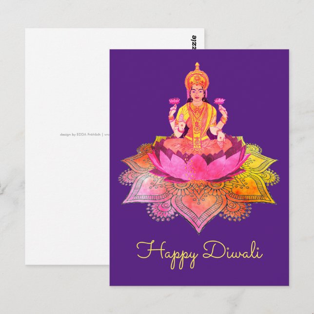 Lycklig Diwali - Deepalavi Lakshmi Goddess 4 Vykort (Fram/baksida)