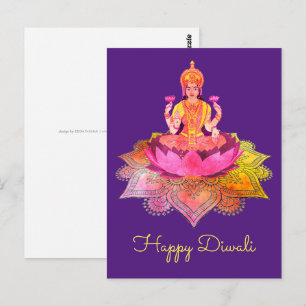 Lycklig Diwali - Deepalavi Lakshmi Goddess 4 Vykort