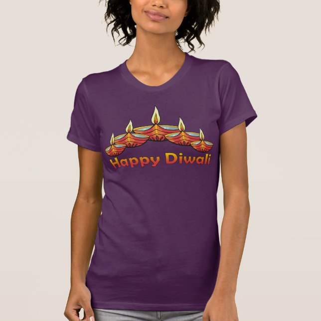Lycklig Diwali Deepas Tee (Framsida)