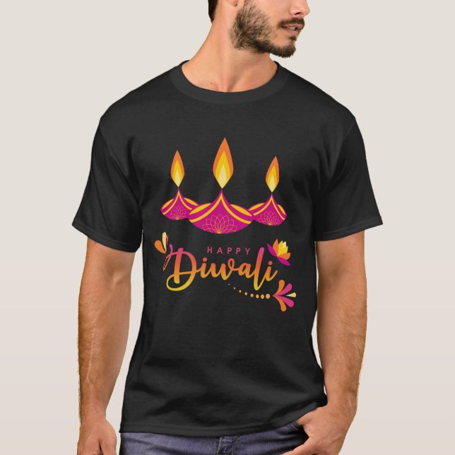Lycklig Diwali Deepavali indisk festival i Ljus T Shirt (Framsida)
