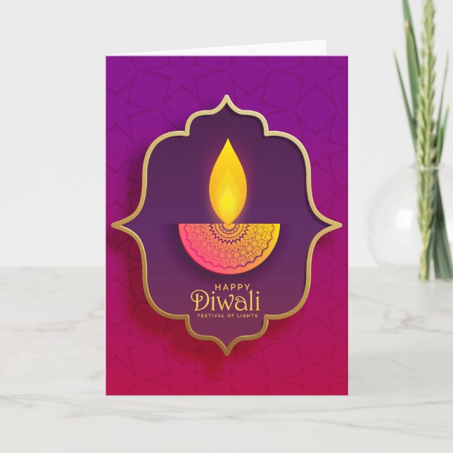 Lycklig Diwali Deepawali indisk festival i Ljus Kort (Framsida)