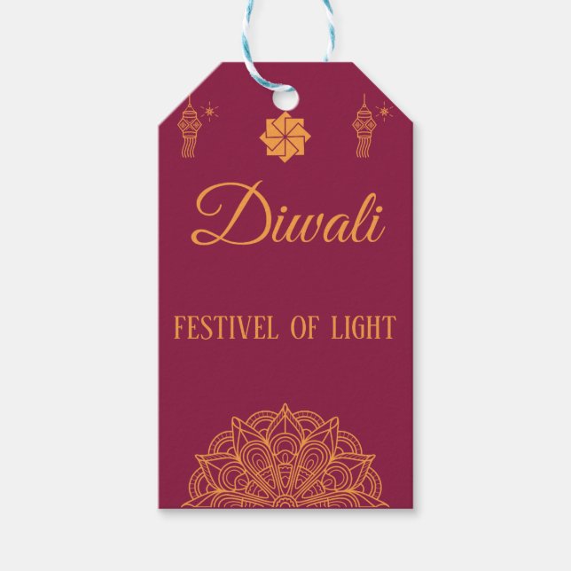 Lycklig Diwali-dekett Presentetikett (Framsidan)