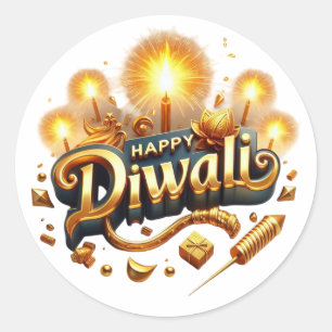 Lycklig Diwali-dekett Runt Klistermärke