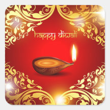 Lycklig Diwali Diya Festival Light Guld Red