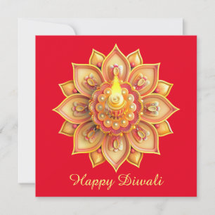 Lycklig Diwali Diya Festival Light Guld Red Julkort