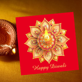 Lycklig Diwali Diya Festival Light Guld Red Julkort