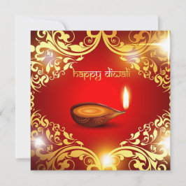 Lycklig Diwali Diya Festival Light Guld Red Julkort