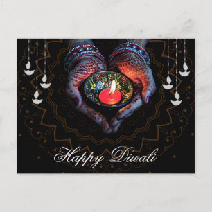 Lycklig Diwali Diya Mandala festival för Light Bla Helg Vykort