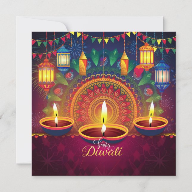 Lycklig Diwali Diya Mandala festival Light Julkort (Framsida)