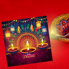 Lycklig Diwali Diya Mandala festival Light Julkort