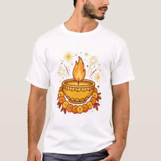 Lycklig Diwali Diya Marigold T-Shirt